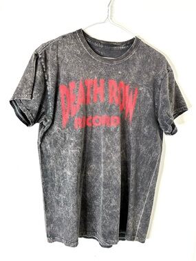 Death Row Records Red Logo Stonewash Grey Graphic Tee Hip Hop Streetwear